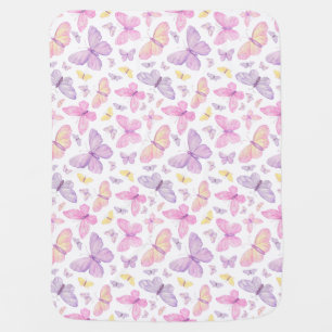 Cute Pastel Flying Butterflies Baby Blanket