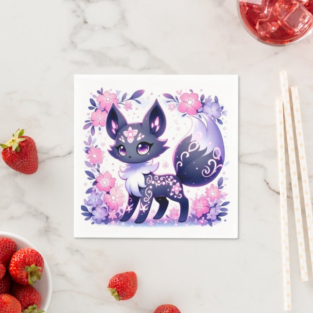 Cute Pastel Fox Baby Shower Napkins (Insitu)
