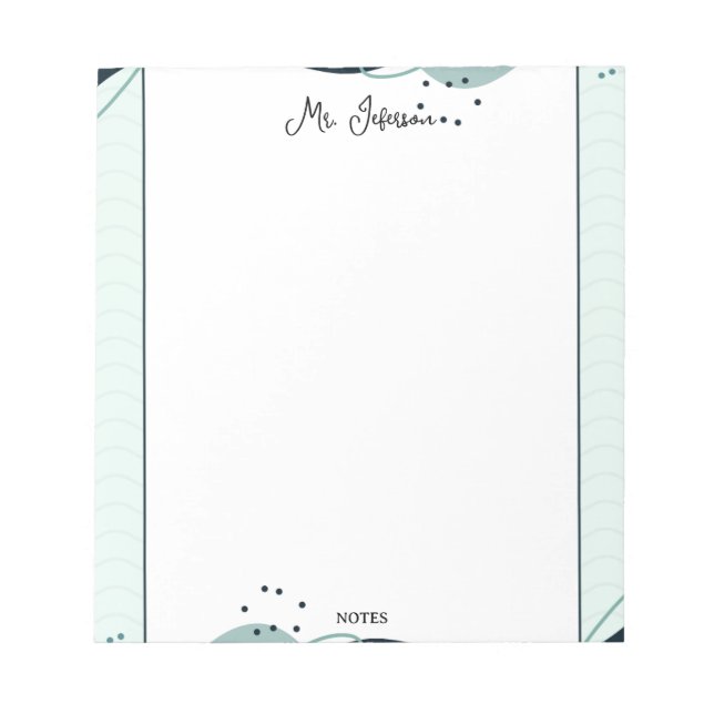 Cute Pastel Frame Teacher Notepad (Front)