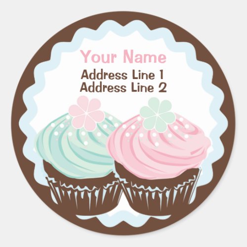 Cute Pastel Frosted Cupcake Address Label
