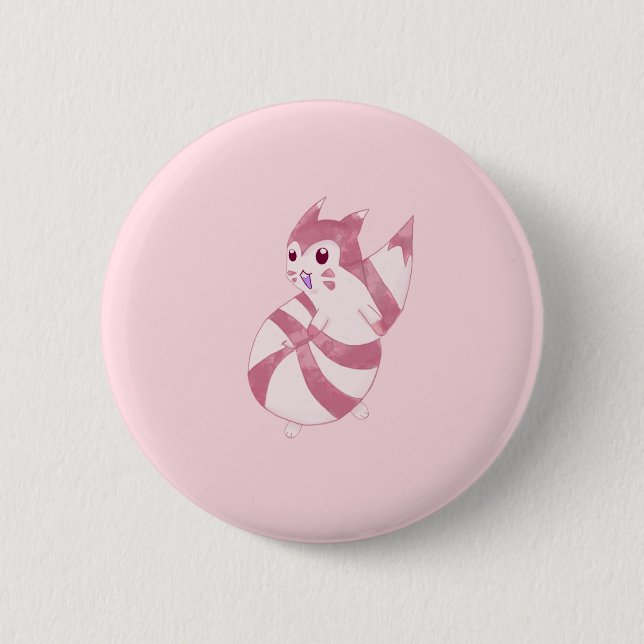 Cute Pastel Furret Design Button (Front)