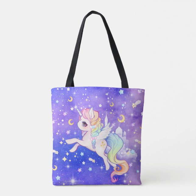 Cute pastel galaxy unicorn tote bag (Back)