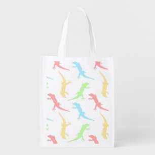 Cute Pastel Gecko Lizard Seamless Pattern Grocery Bag