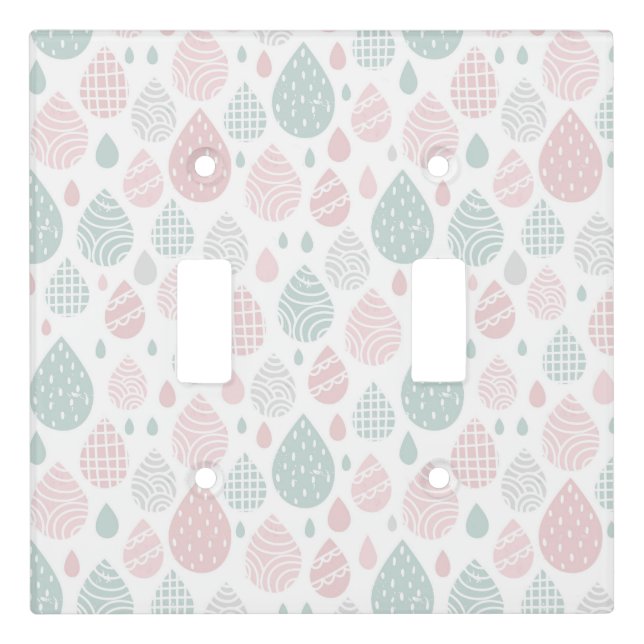 Cute Pastel Geometric Raindrops Baby Nursery Light Switch Cover (Front)