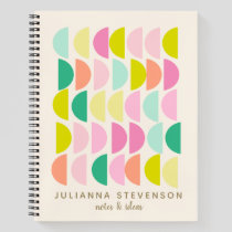 Cute Pastel Geometric Shapes Personalized Name Notebook
