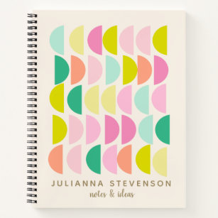 Cute Pastel Geometric Shapes Personalized Name Notebook