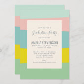 Cute Pastel Geometric Spring Graduation Party Invitation (Front/Back)