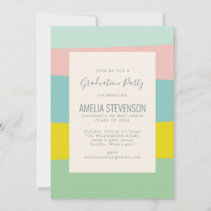 Cute Pastel Geometric Spring Graduation Party Invitation