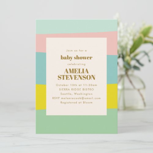 Cute Pastel Geometric Spring Mint Baby Shower  Invitation