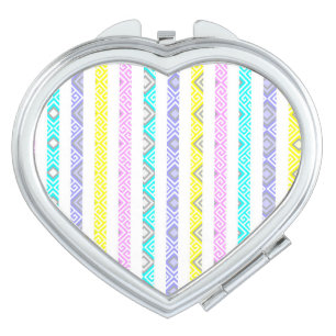 Cute pastel geometric stripes compact mirror
