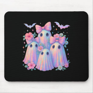 Cute Pastel Ghost Boo Crew Floral Matching Hallowe Mouse Pad