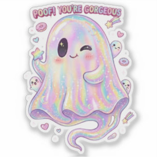 Cute Pastel Ghost Poof You're Gorgeous Sticker