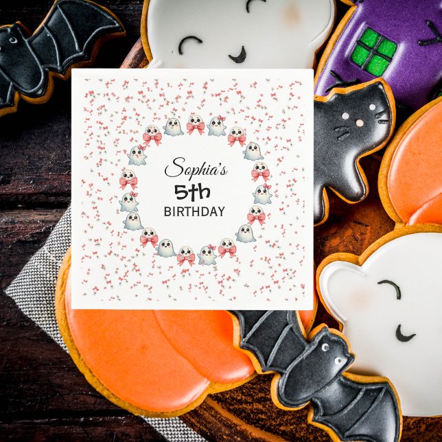 Cute Pastel Ghost Theme Customized Text Birthday  Napkins (Creator Uploaded)
