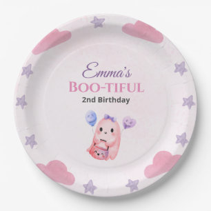 Cute Pastel Ghost watercolor Halloween Birthday Paper Plates