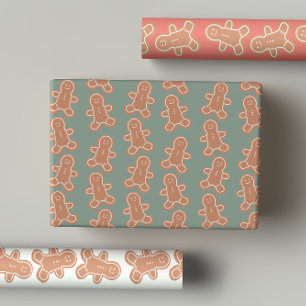 Cute Pastel Gingerbread Man Christmas Cookies Wrapping Paper Sheets