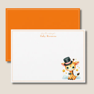 Cute Pastel Giraffe Baby Shower Nursery Thank You  Note Card