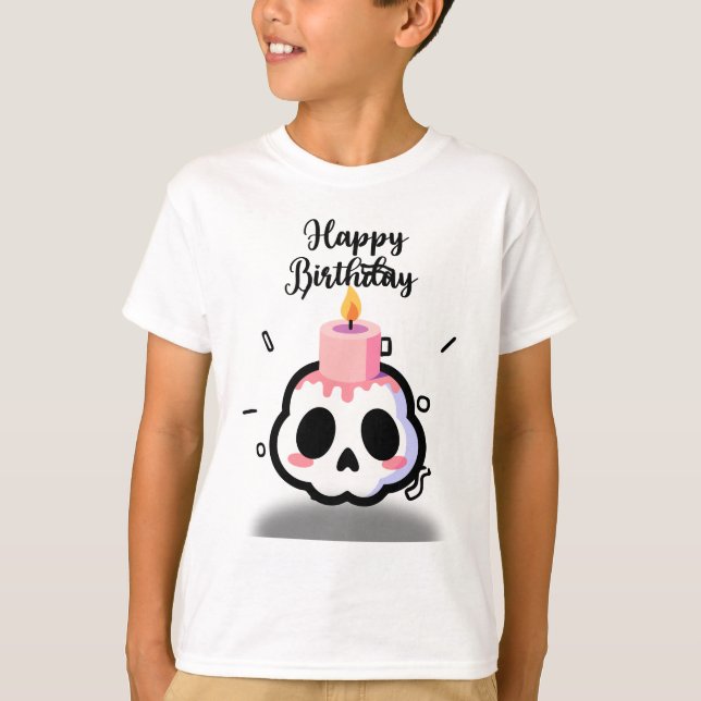 Cute Pastel Goth Skull Birthday T-Shirt (Front)