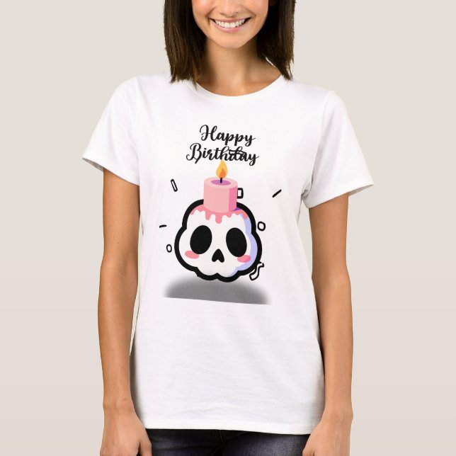 Cute Pastel Goth Skull Birthday T-Shirt (Front)