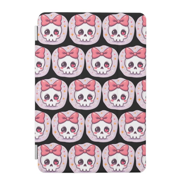 Cute Pastel Goth Skull with Bow iPad Mini Cover (Front)