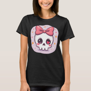Cute Pastel Goth Skull with Bow T-Shirt