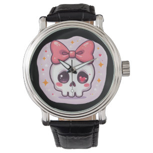 Cute Pastel Goth Skull with Bow Watch
