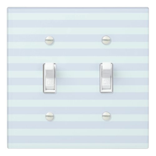Cute Pastel Green  Blue Stripes Light Switch Cover