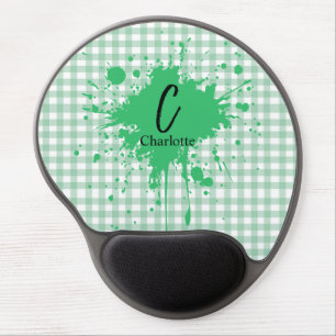Cute Pastel Green Gingham Pattern Gel Mousepad