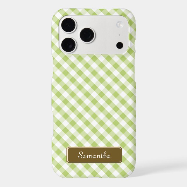 Cute Pastel Green Gingham Pattern Iphone Case (Back)