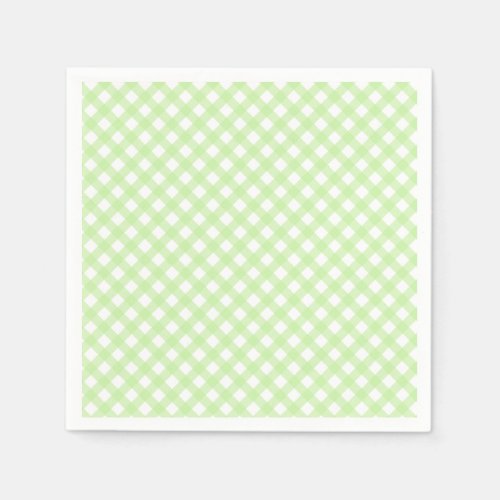 Cute Pastel Green Gingham Pattern Napkins