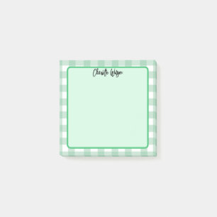 Cute Pastel Green Gingham Pattern Notes