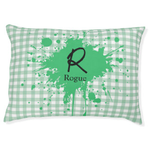 Cute Pastel Green Gingham Pattern Pet Bed