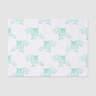 Cute Pastel Green Kids Watercolour Shark Tissue Paper