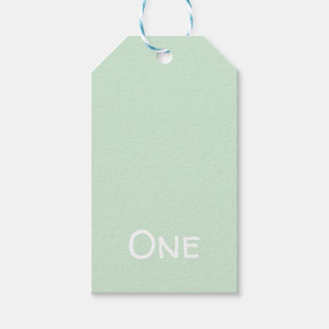 Cute Pastel Green One Year Old Gift Tag (Front)
