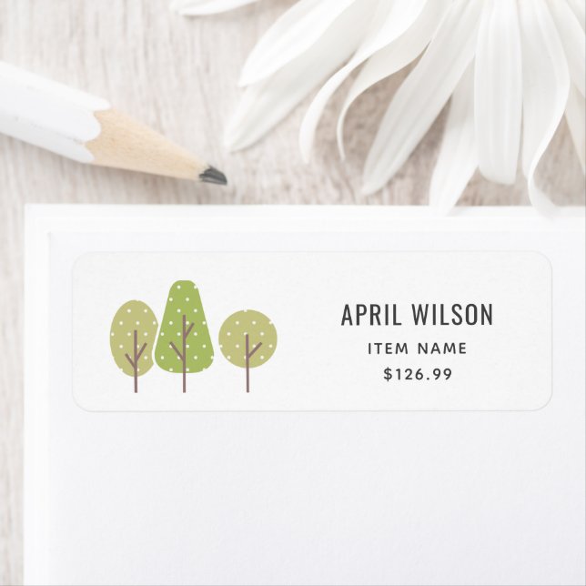 CUTE  PASTEL GREEN TREE TRIO LANDSCAPING PRICE LABEL (Insitu)
