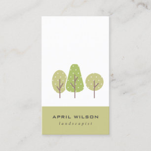 CUTE PASTEL GREEN TREE TRIO LANDSCAPING SERVICE BUSINESS CARD