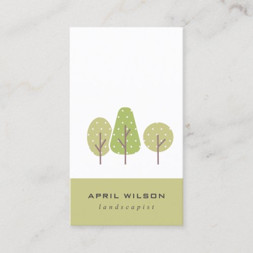 CUTE  PASTEL GREEN TREE TRIO LANDSCAPING SERVICE BUSINESS CARD