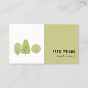CUTE PASTEL GREEN TREE TRIO LANDSCAPING SERVICE BUSINESS CARD