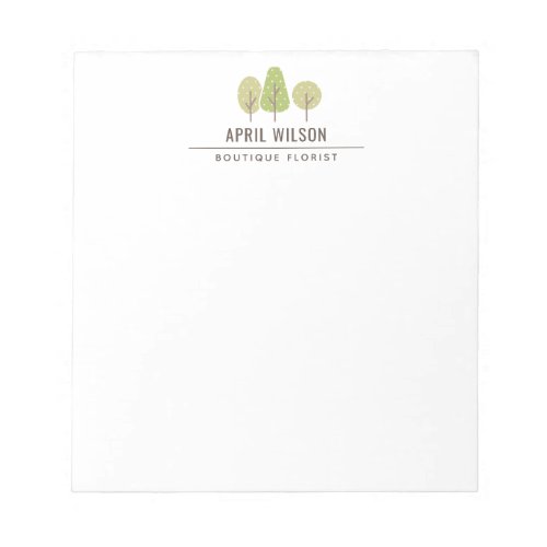 CUTE  PASTEL GREEN TREE TRIO LANDSCAPING SERVICE NOTEPAD
