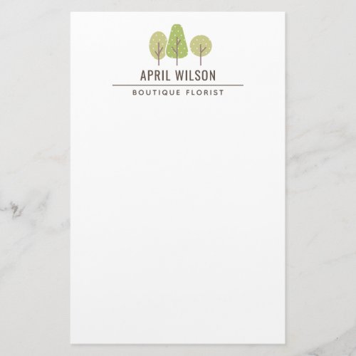 CUTE  PASTEL GREEN TREE TRIO LANDSCAPING SERVICE STATIONERY