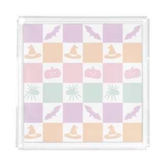 Cute Pastel Halloween Graphics & Checkerboard  Acrylic Tray