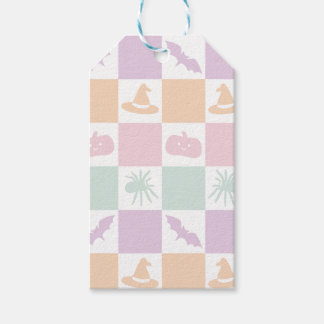 Cute Pastel Halloween Graphics & Checkerboard  Gift Tags