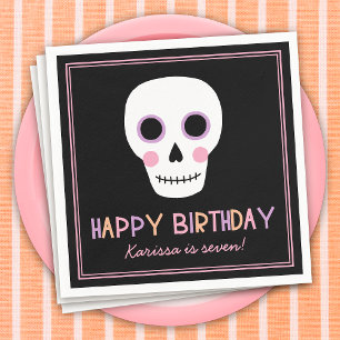 Cute Pastel Halloween Happy Birthday Name Napkins