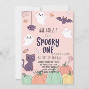 Cute Pastel Halloween Invitation Card Spooky One