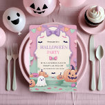 Cute Pastel Halloween Party | Kids Ghost Holiday Card<br><div class="desc">Celebrate Halloween in the cutest way with this pastel kids party invitation! Featuring a sweet ghost, smiling pumpkins, and colorful bunting in soft pink, purple, and mint tones, this adorable card is perfect for a not-so-spooky celebration. Customize all the party details easily. Great for kids' Halloween parties, daycare events, and...</div>