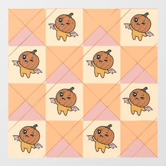 Cute Pastel Halloween Pumpkin Bat Pattern Window Cling