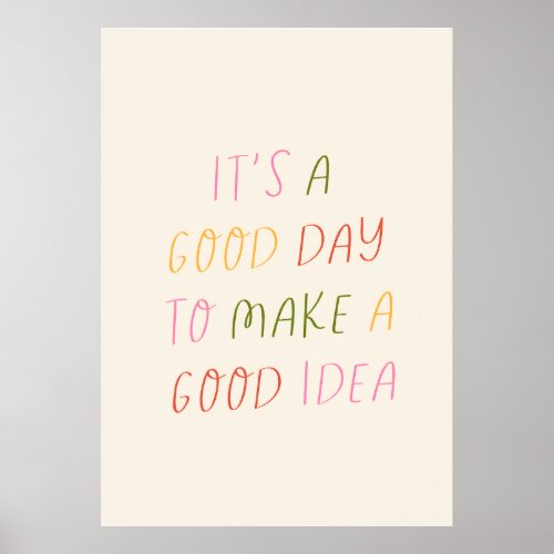 Cute Pastel Hand Lettering Motivational Quote Art  Poster