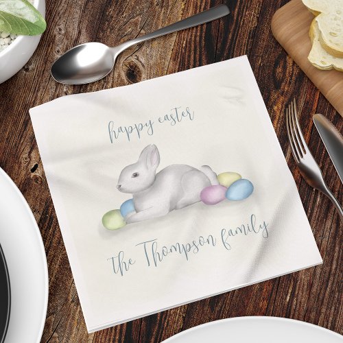 Cute Pastel Happy Easter Bunny Classic Simple Napkins