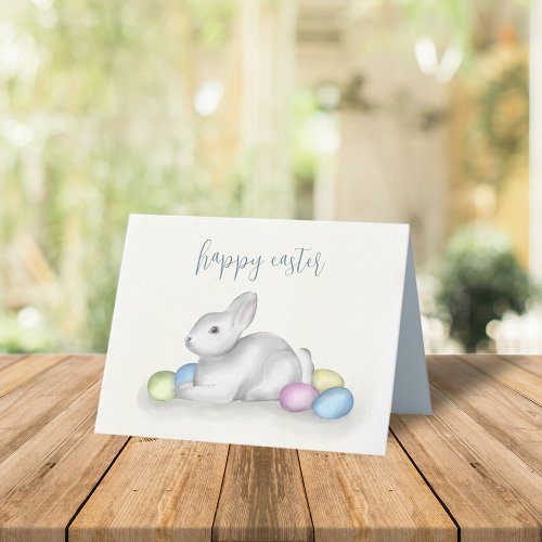 Cute Pastel Happy Easter Bunny Simple Classic Holiday Card