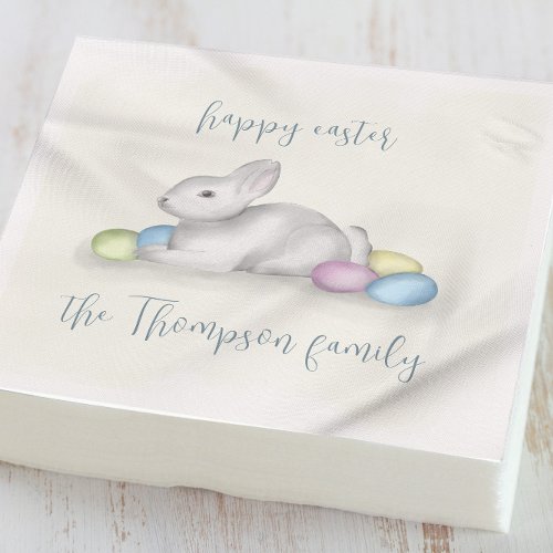 Cute Pastel Happy Easter Bunny Simple Classic Napkins