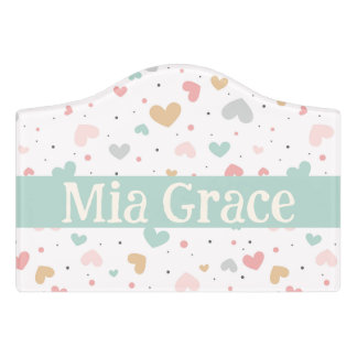 Cute Pastel Heart Name Sign Nursery Decor